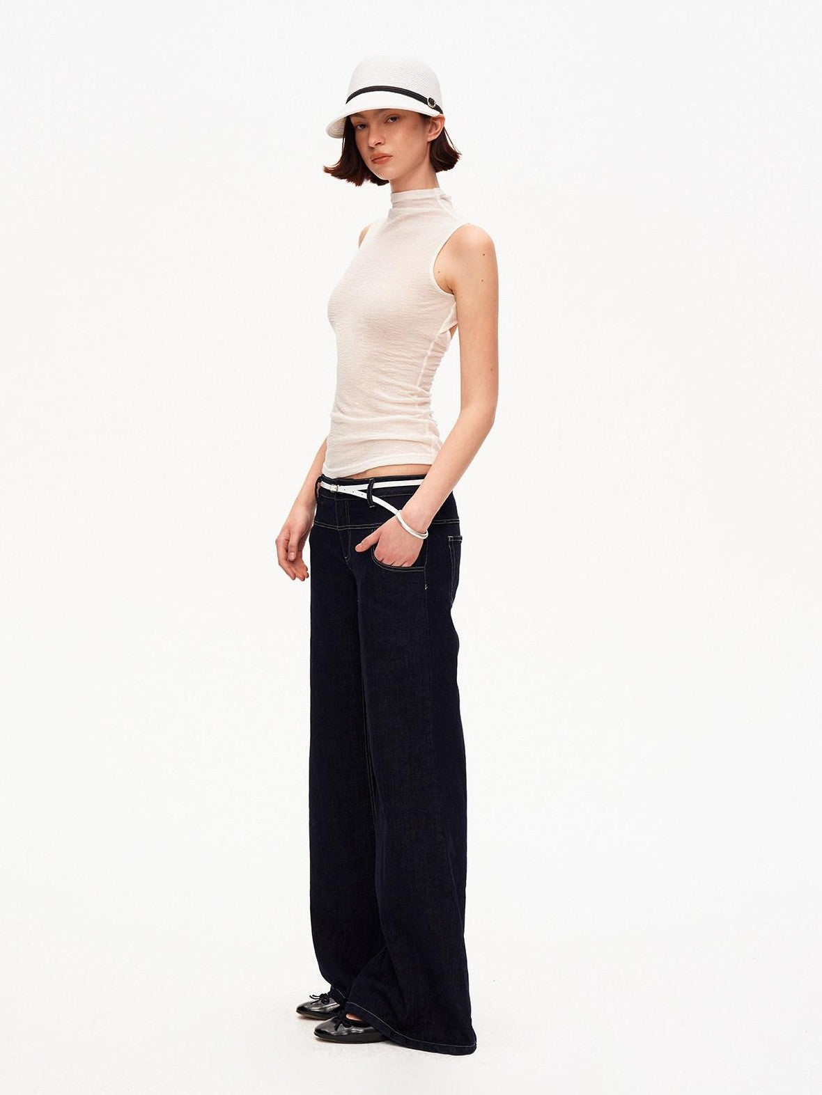 STRIKE A POSE Vintage Low Rise Floor Length Slim Micro Stretch Women&