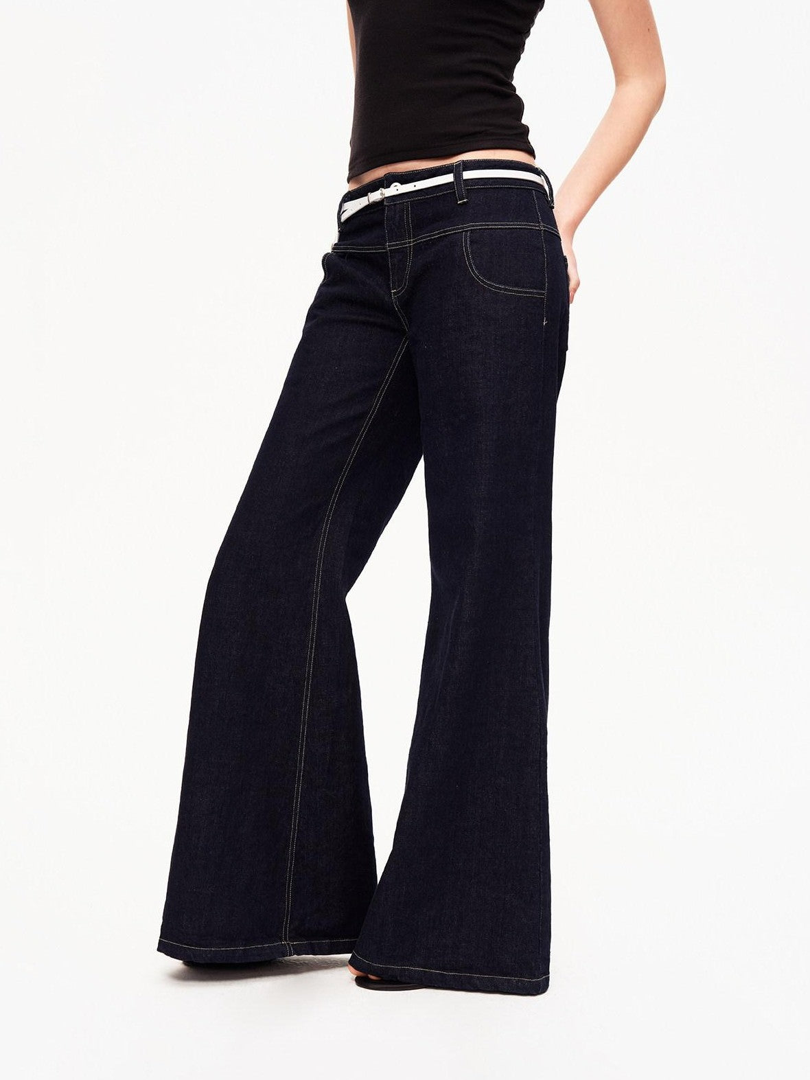 STRIKE A POSE Vintage Low Rise Floor Length Slim Micro Stretch Women&