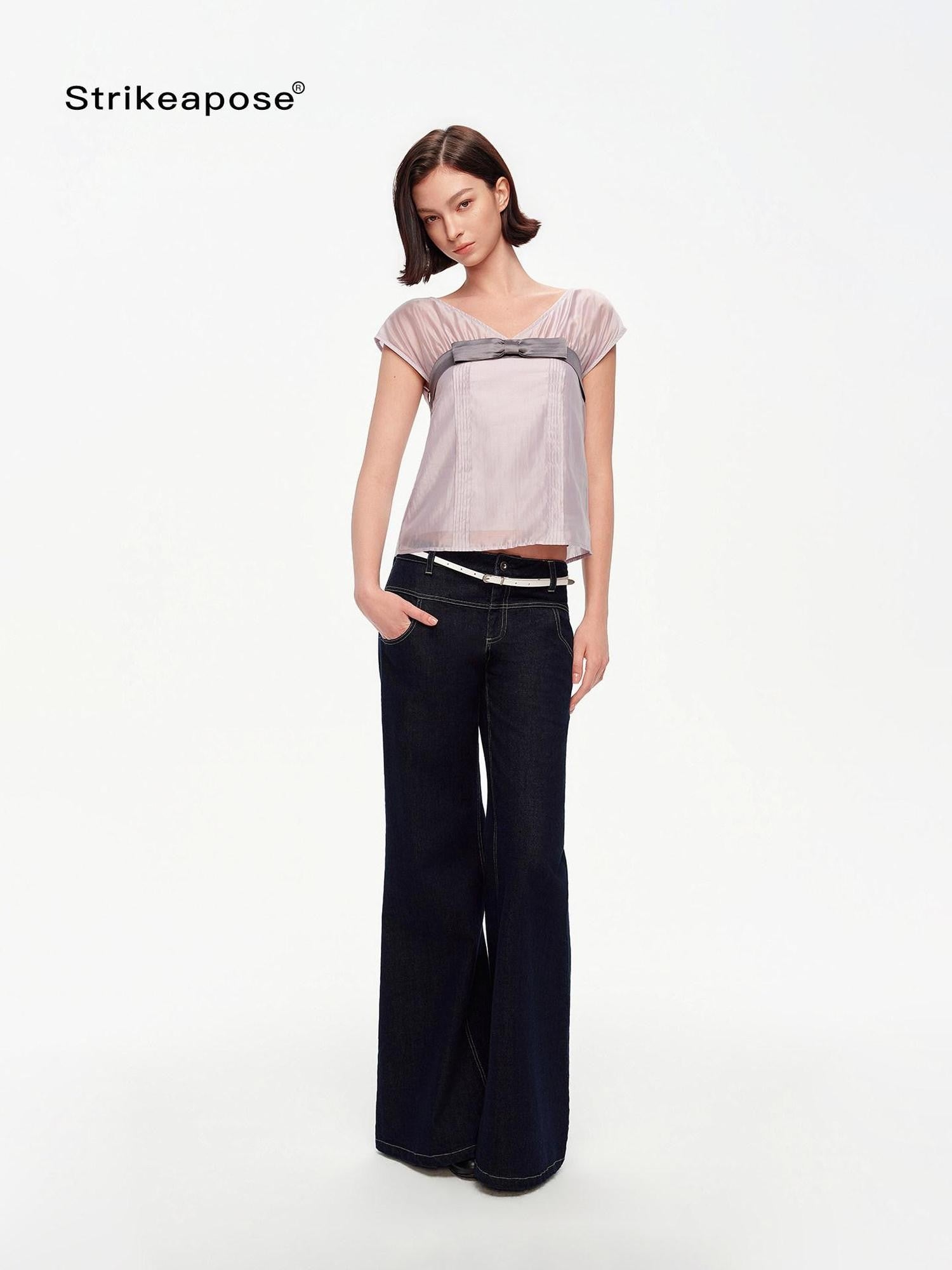 STRIKE A POSE Vintage Low Rise Floor Length Slim Micro Stretch Women&