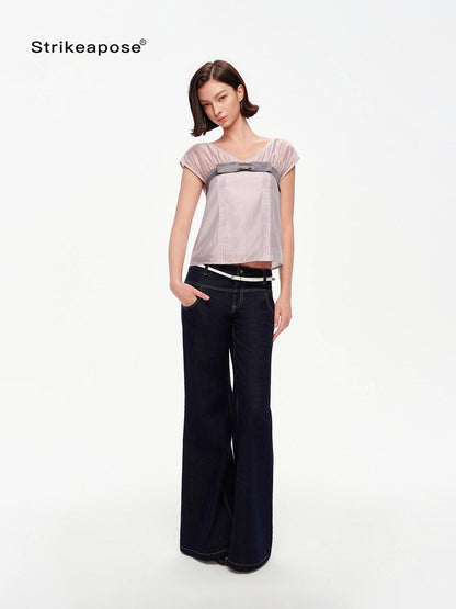 STRIKE A POSE Vintage Low Rise Floor Length Slim Micro Stretch Women&