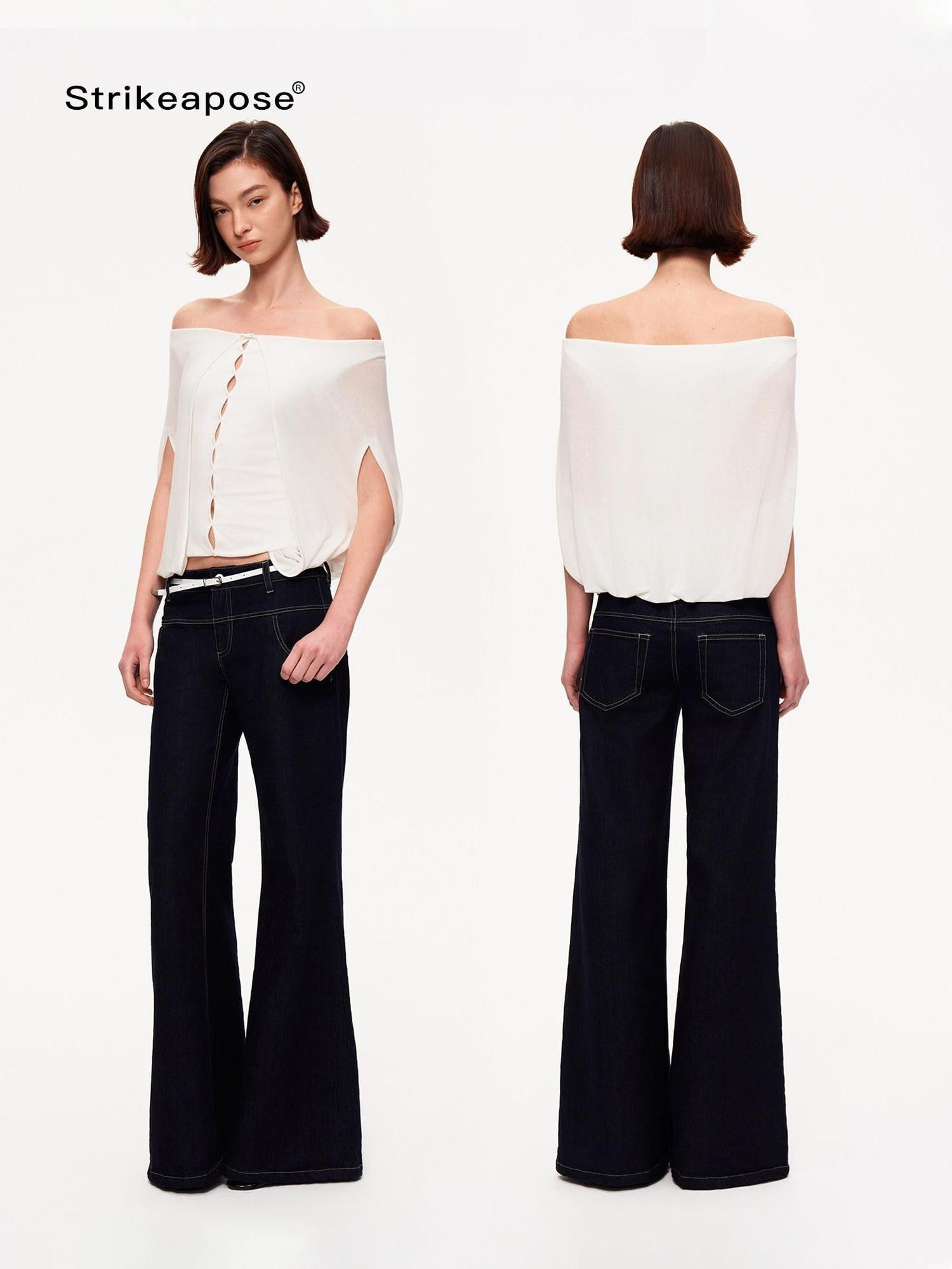 STRIKE A POSE Vintage Low Rise Floor Length Slim Micro Stretch Women&