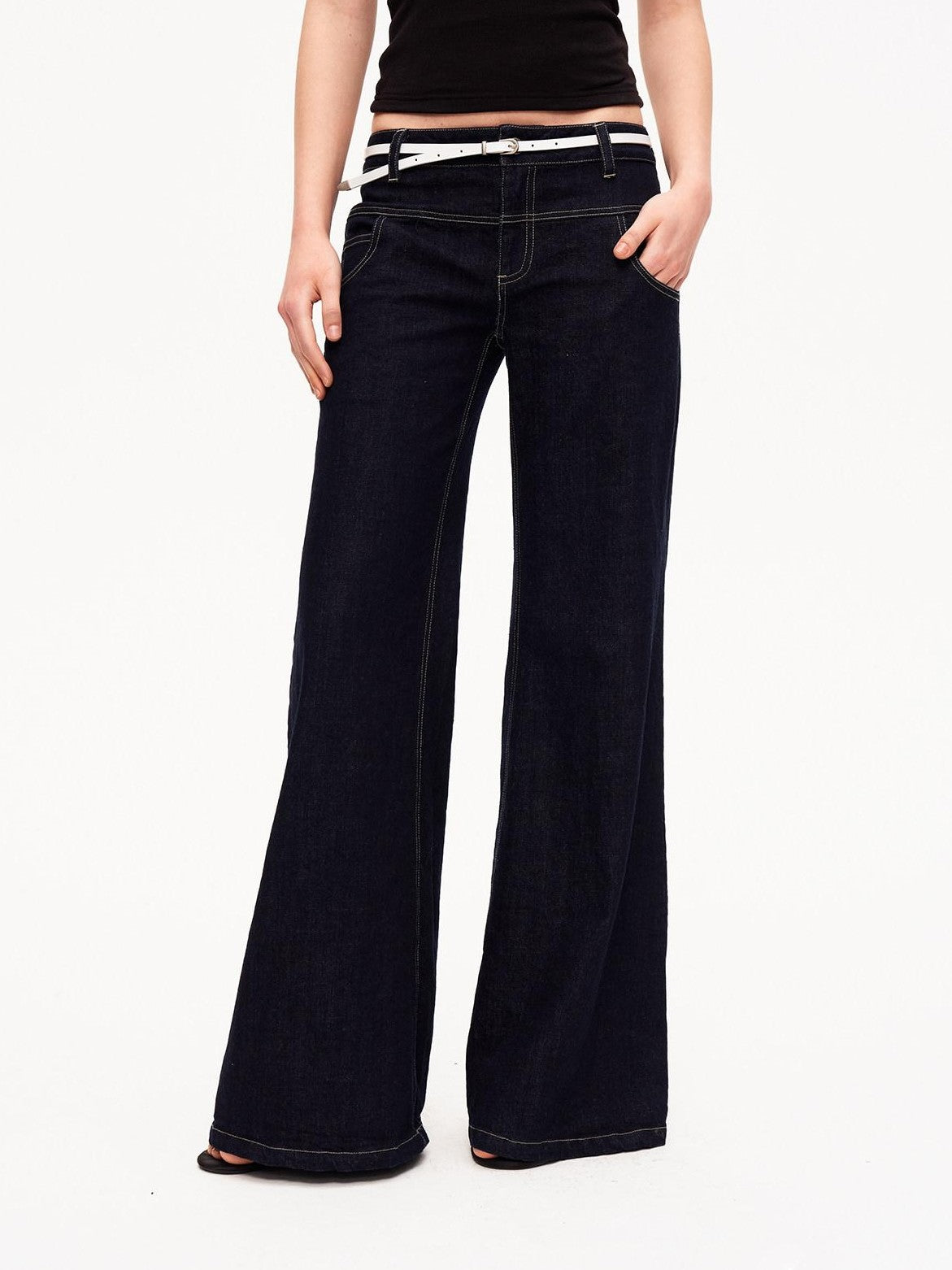 STRIKE A POSE Vintage Low Rise Floor Length Slim Micro Stretch Women&