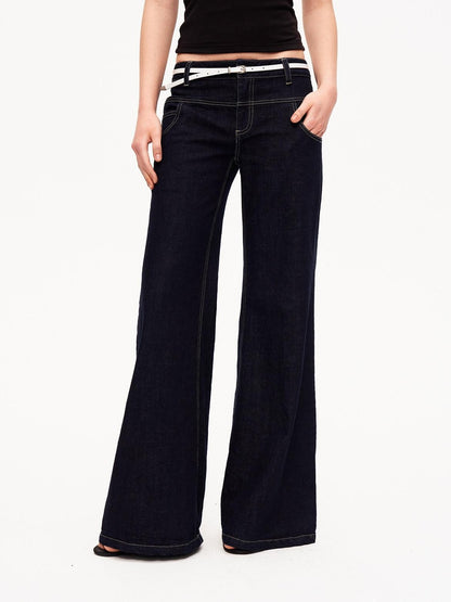 STRIKE A POSE Vintage Low Rise Floor Length Slim Micro Stretch Women&