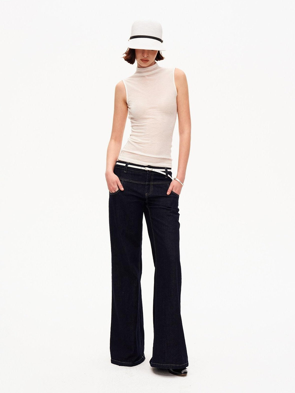 STRIKE A POSE Vintage Low Rise Floor Length Slim Micro Stretch Women&