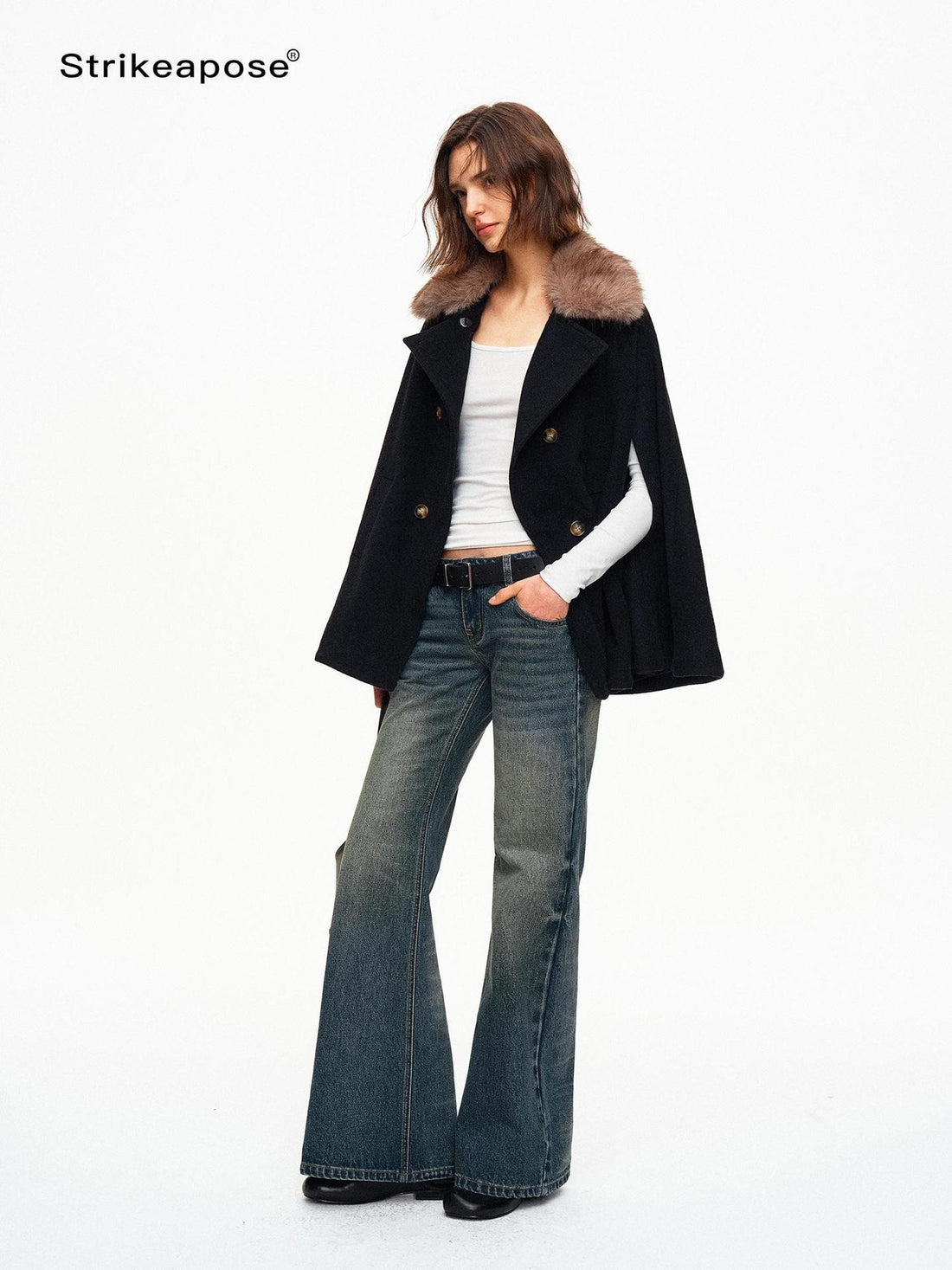 STRIKE A POSE Vintage Wash Distressed Modern Low Rise Cotton Women&