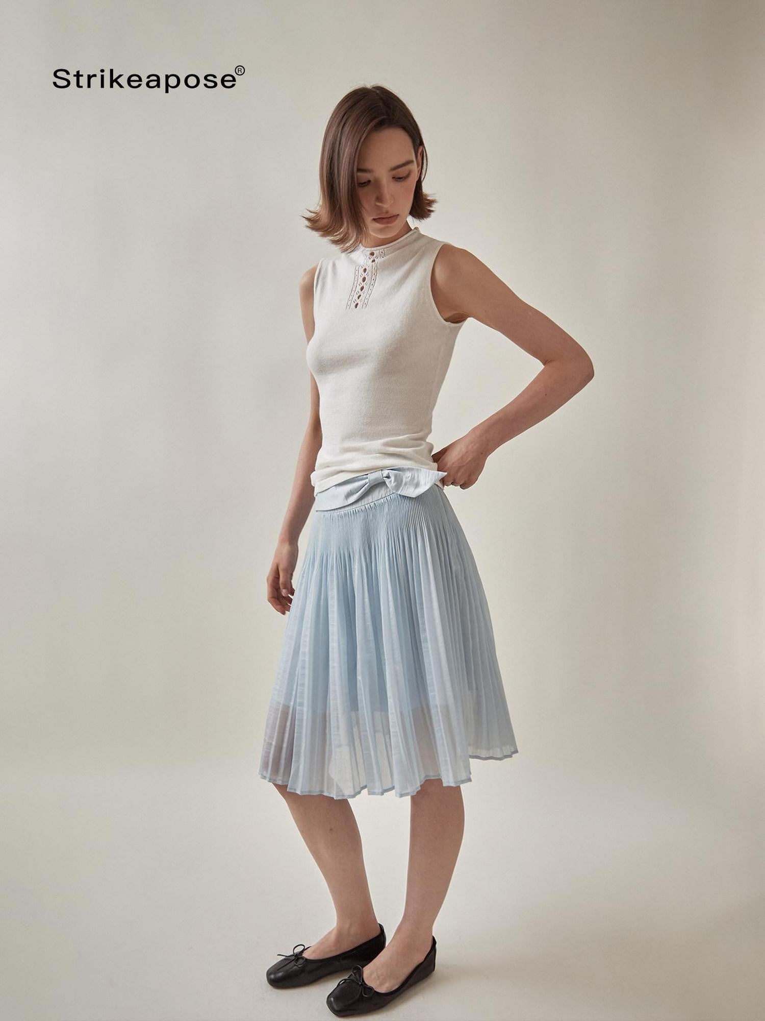 STRIKE A POSE Voluminous Umbrella Pleated Bow High Waist Women&