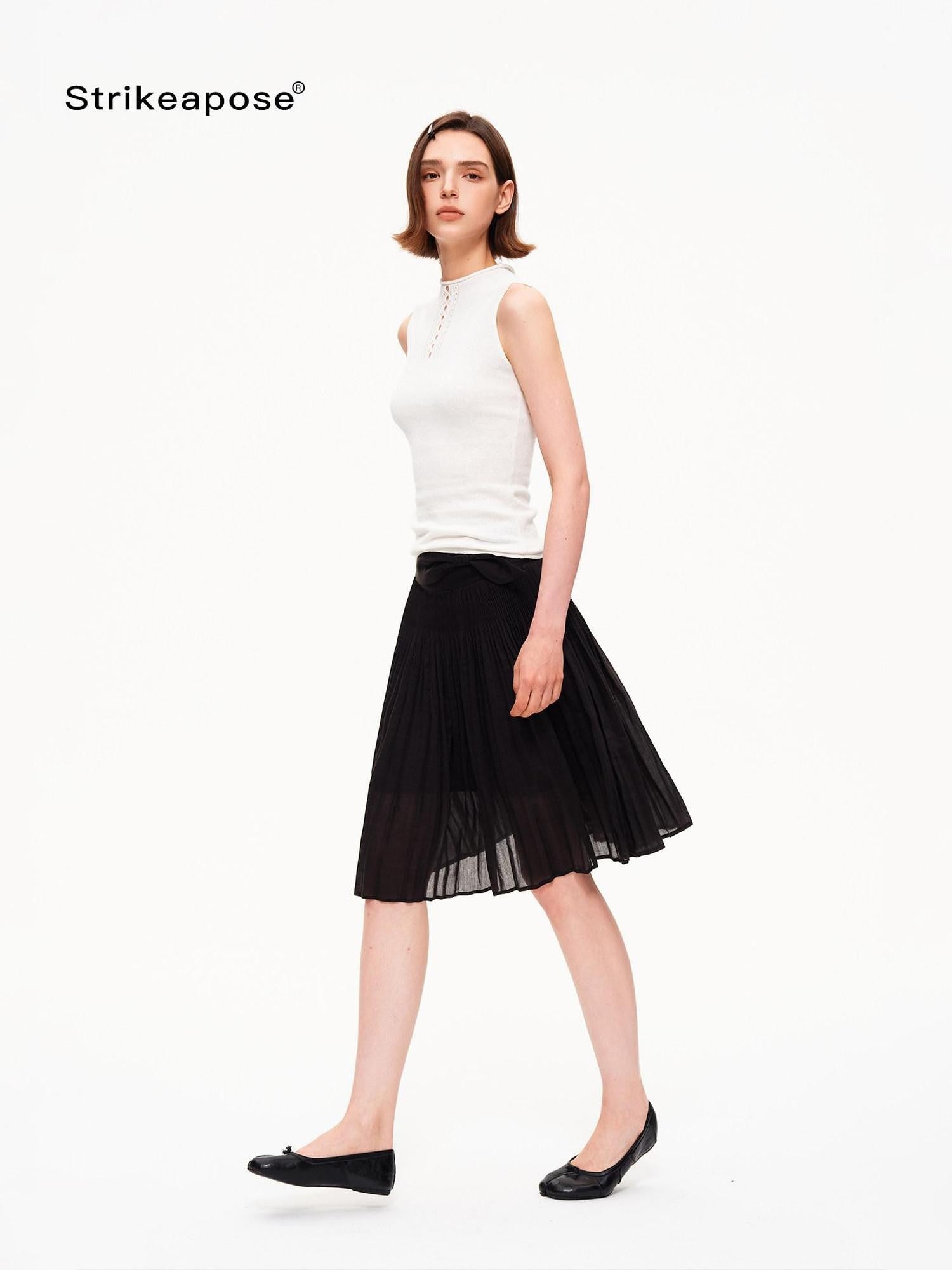 STRIKE A POSE Voluminous Umbrella Pleated Bow High Waist Women&
