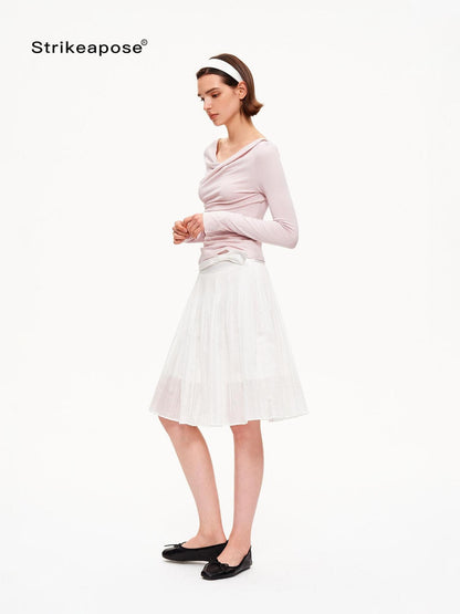 STRIKE A POSE Voluminous Umbrella Pleated Bow High Waist Women&