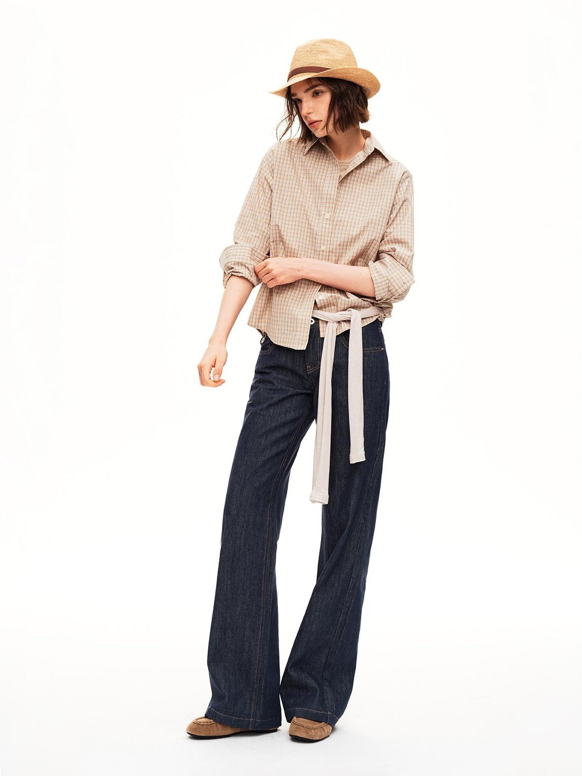 STRIKE A POSE Washed Rivet Low Rise Cotton Women&