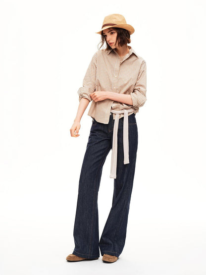 STRIKE A POSE Washed Rivet Low Rise Cotton Women&