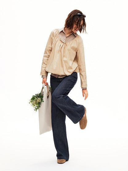 STRIKE A POSE Washed Rivet Low Rise Cotton Women&