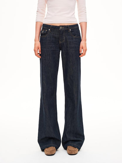 STRIKE A POSE Washed Rivet Low Rise Cotton Women&