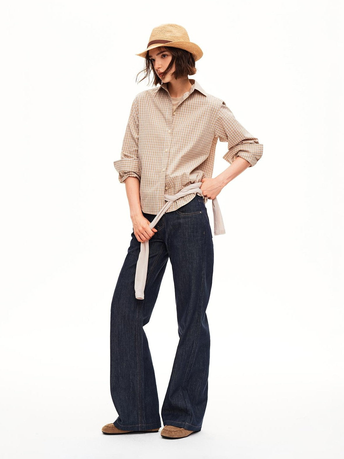 STRIKE A POSE Washed Rivet Low Rise Cotton Women&