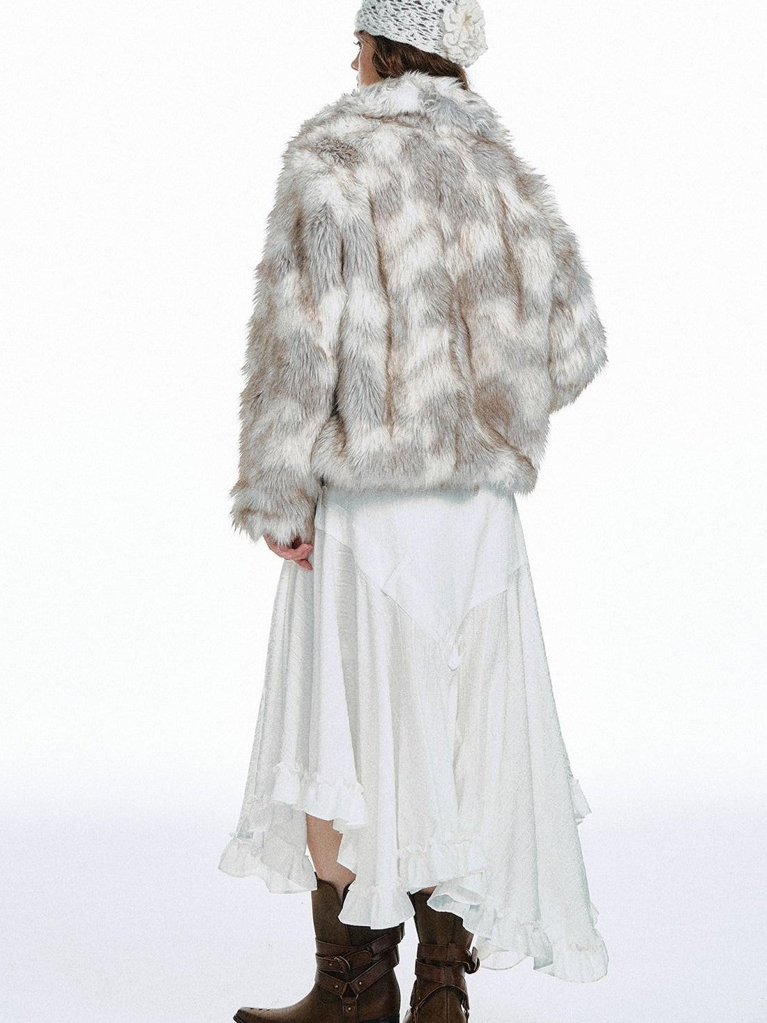 STRIKE A POSE White Asymmetric Patchwork Ruffle Women&