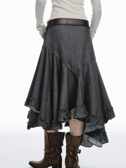 STRIKE A POSE White Asymmetric Patchwork Ruffle Women&