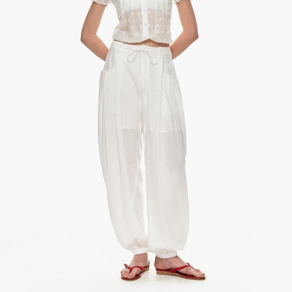 STRIKE_A_POSE_White_Balloon_Silhouette_Drawstring_Tapered_Cuff_Women&