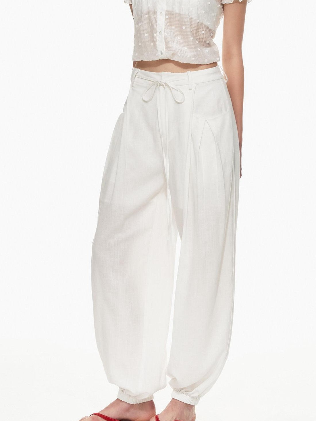 STRIKE A POSE White Balloon Silhouette Drawstring Tapered Cuff Women&