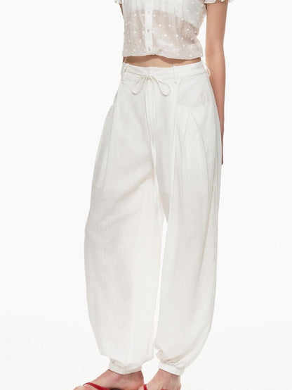 STRIKE A POSE White Balloon Silhouette Drawstring Tapered Cuff Women&