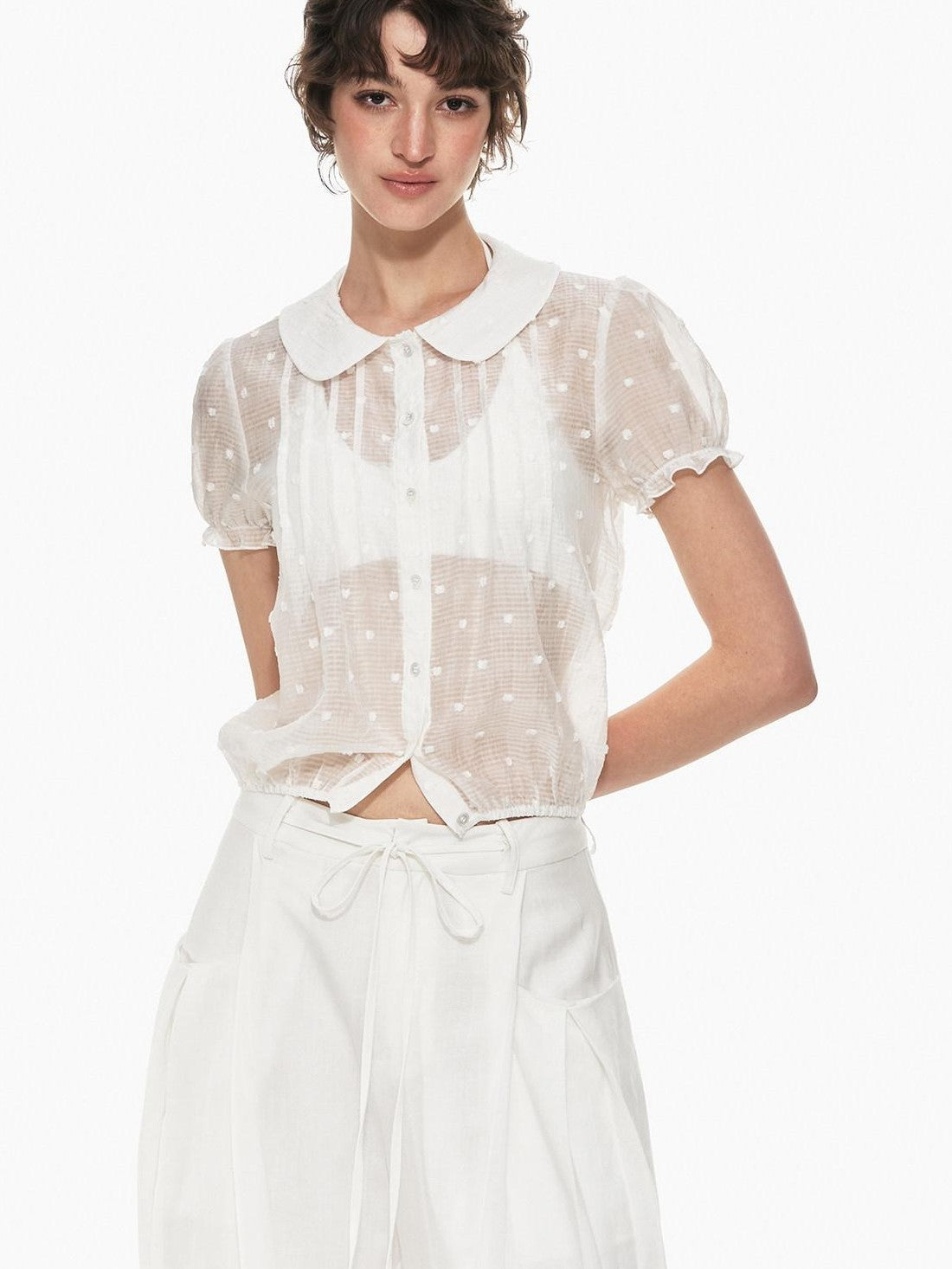 STRIKE A POSE White Balloon Silhouette Drawstring Tapered Cuff Women&