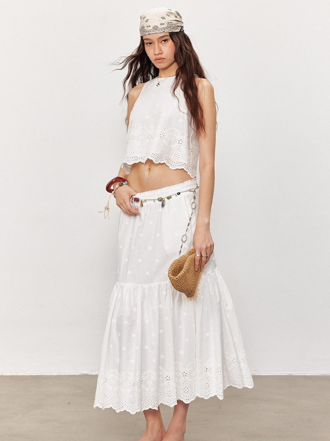 STRIKE A POSE White Embroidered Round Neck Short Sleeve Women&