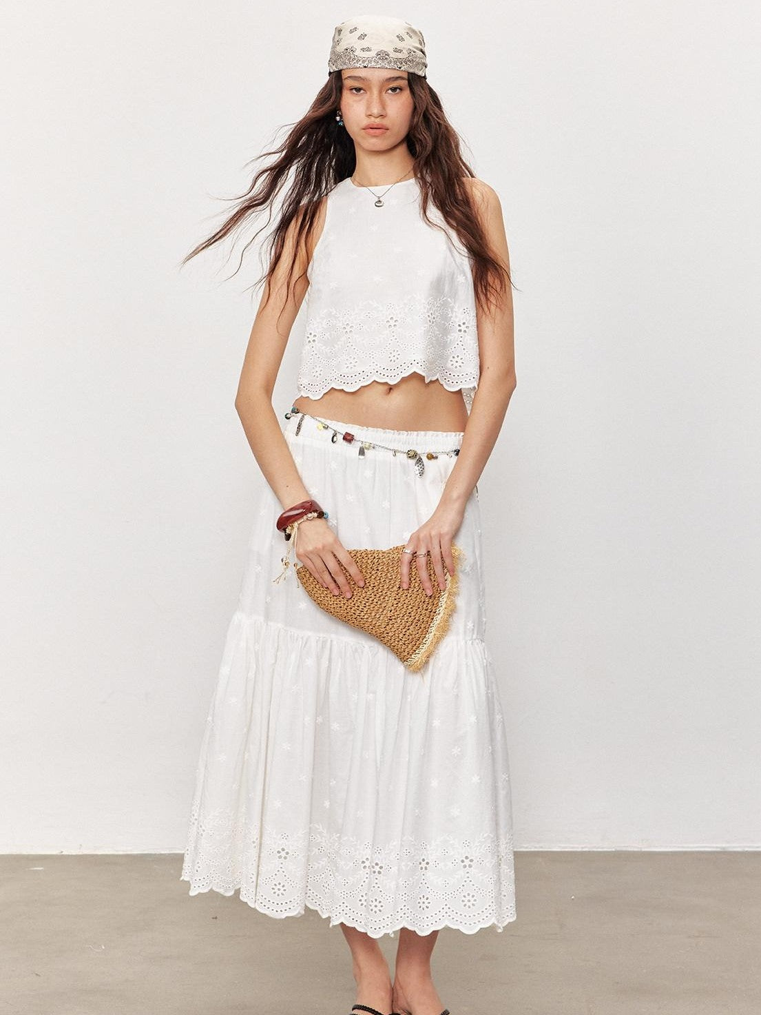STRIKE A POSE White Embroidered Round Neck Short Sleeve Women&