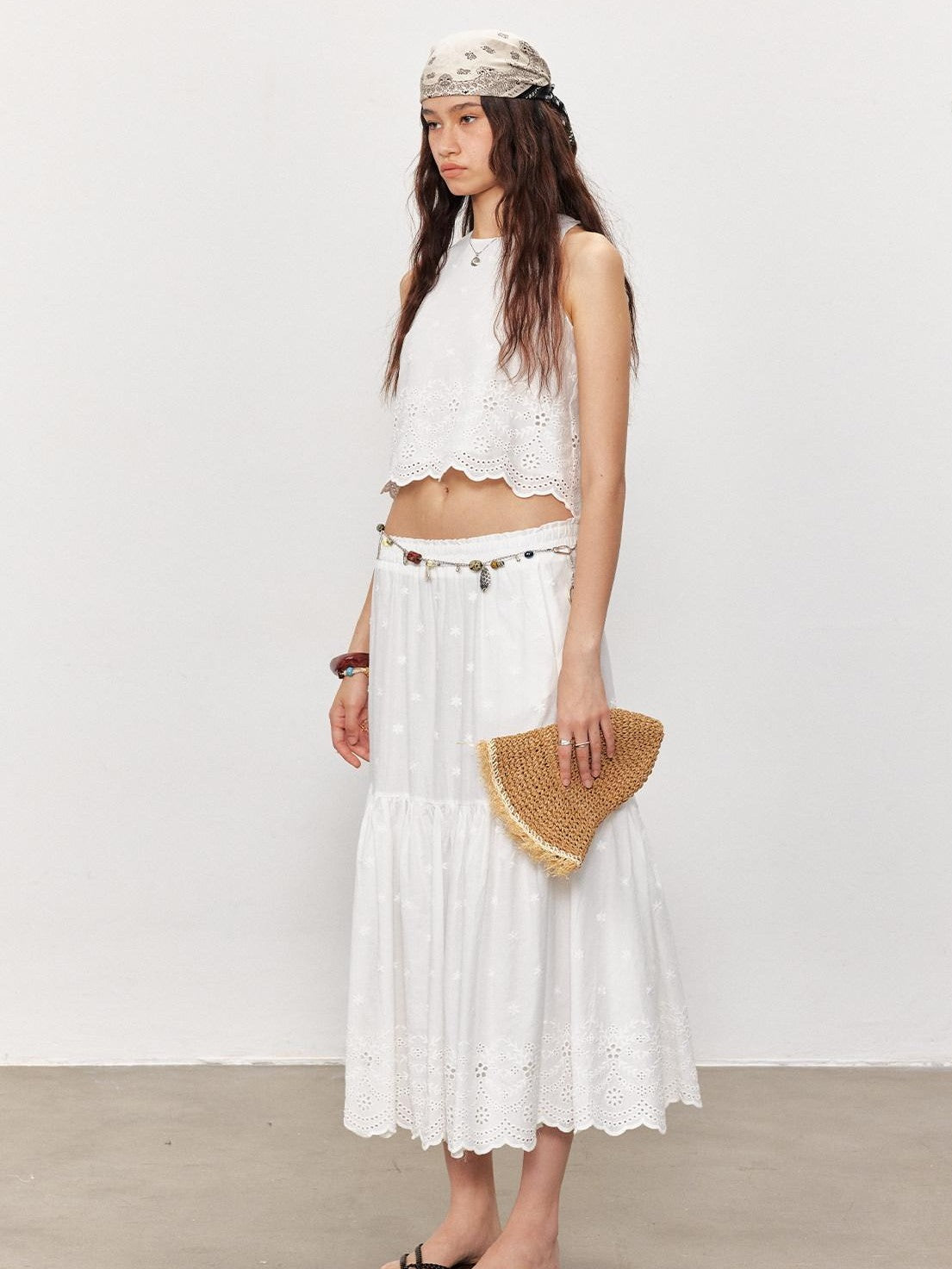 STRIKE A POSE White Embroidered Round Neck Short Sleeve Women&