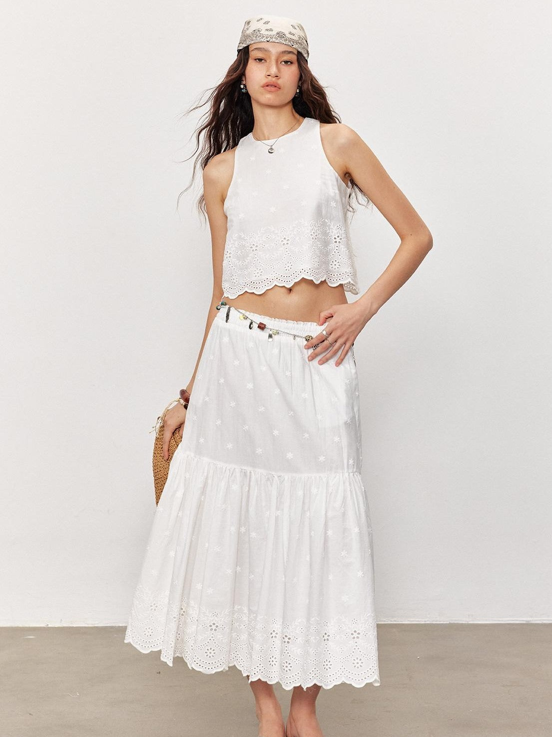 STRIKE A POSE White Embroidered Round Neck Short Sleeve Women&