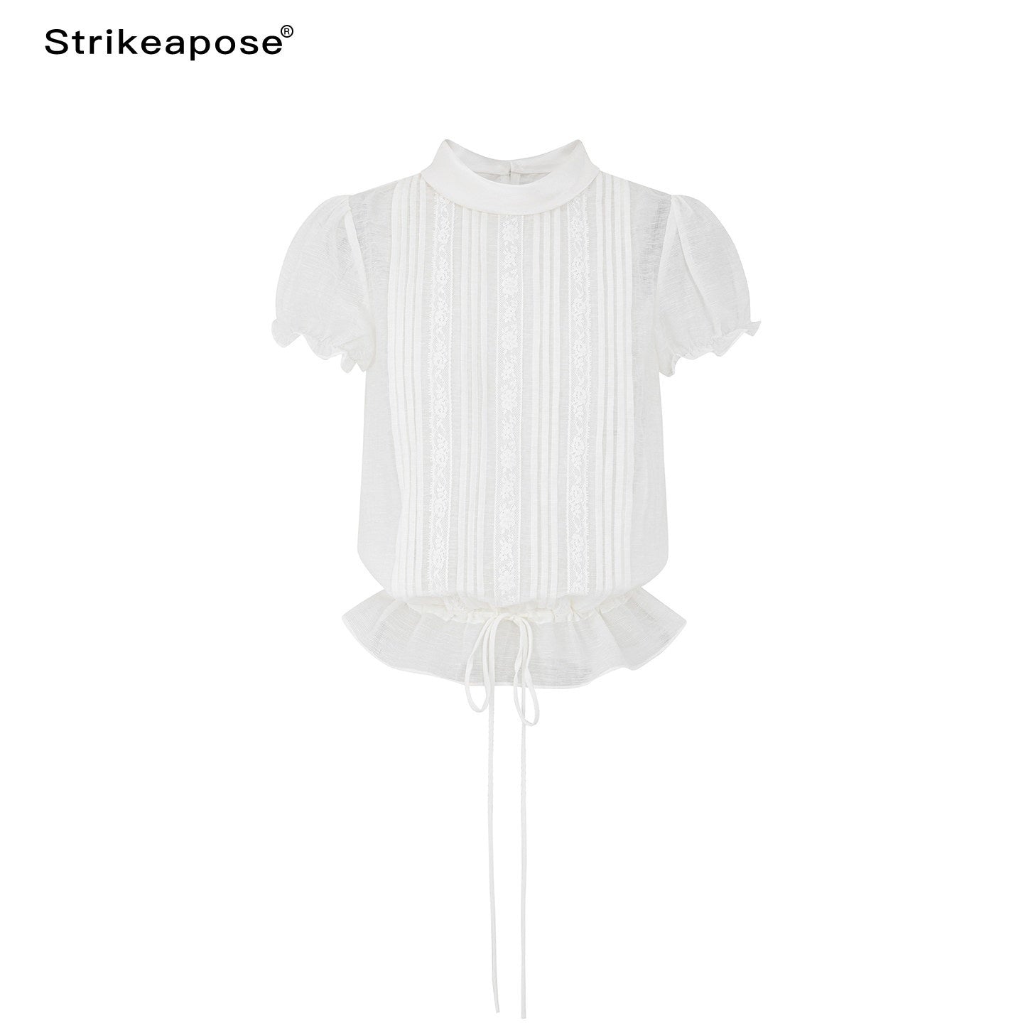 STRIKE_A_POSE_White_Lace_Tuck_Pleat_Drawstring_Waist_Women&