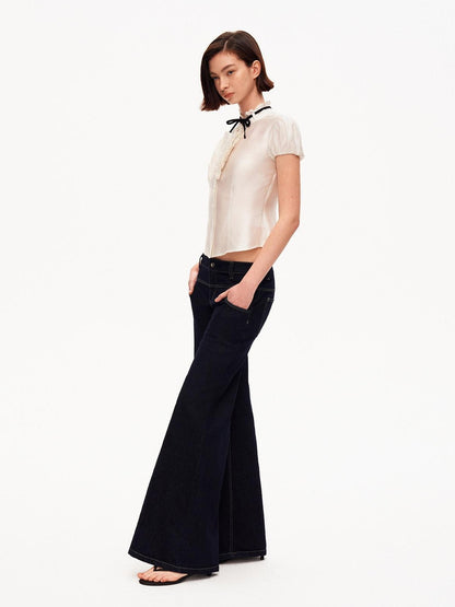 STRIKE A POSE White Puff Sleeve Stand Collar Slim Waist Lightweight Women&