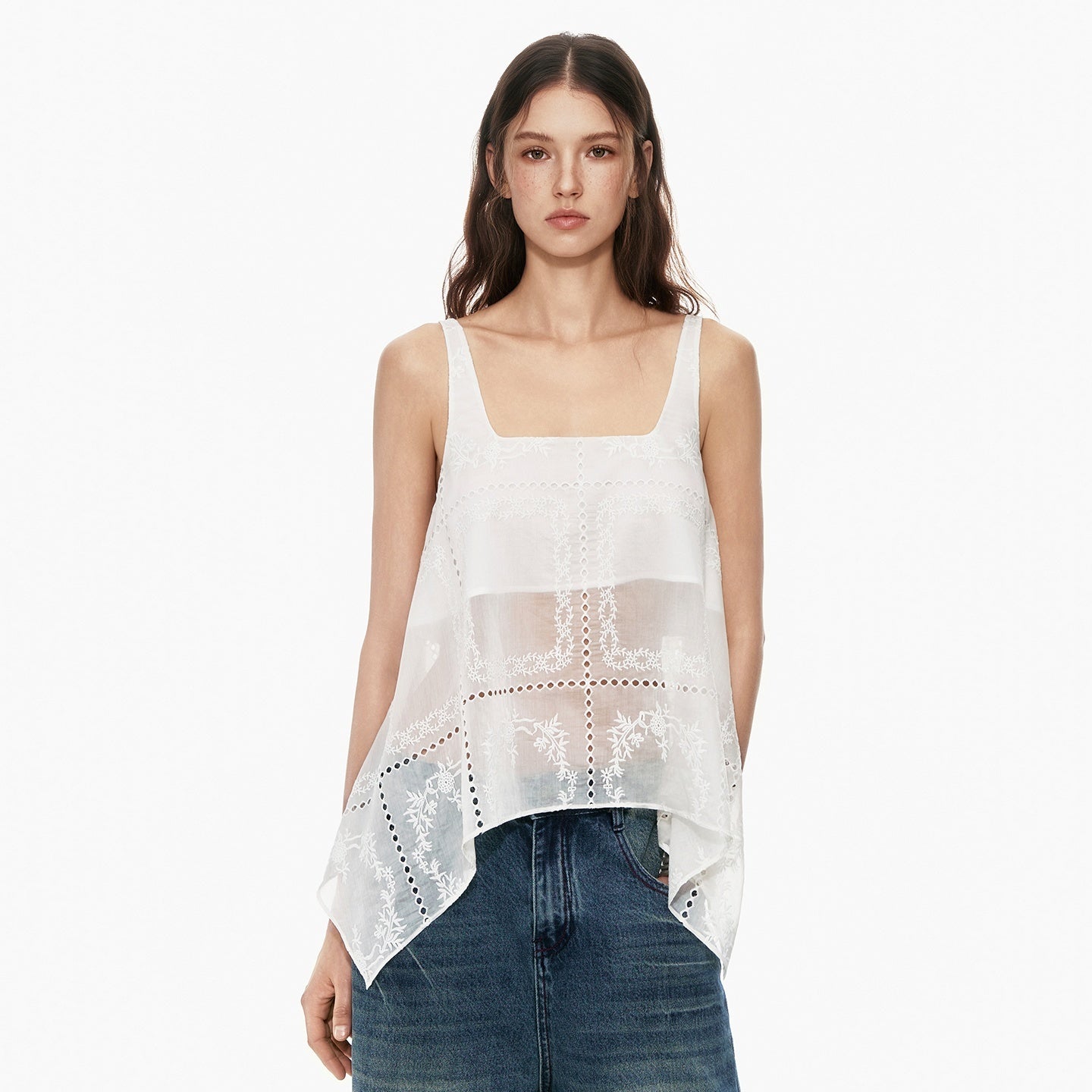 STRIKE_A_POSE_White_Sheer_Square_Neck_Asymmetric_Cutout_Embroidered_Women&