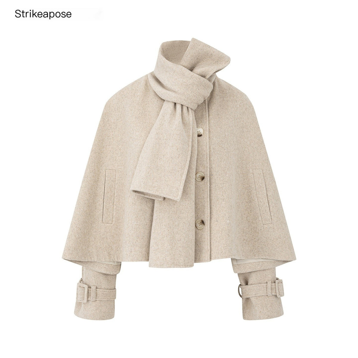 STRIKE_A_POSE_Wool_Blend_Cape_Double_Breasted_Women&