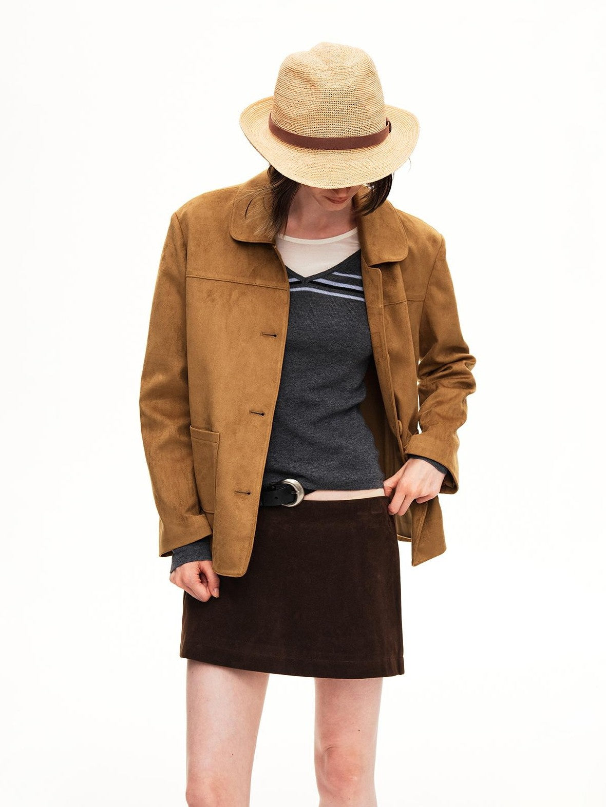 STRIKE A POSE Yellow Brown Retro 3d Pockets Slim Fit Women&