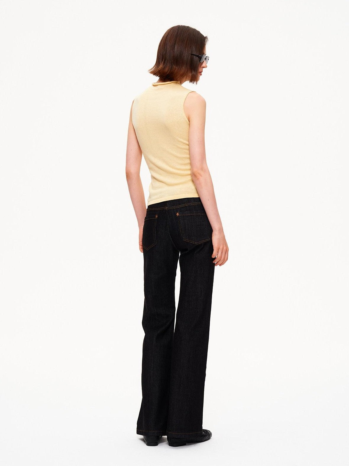 STRIKE A POSE Yellow Mock Neck Cutout Ruched High Stretch Knit Slim Fit Women&