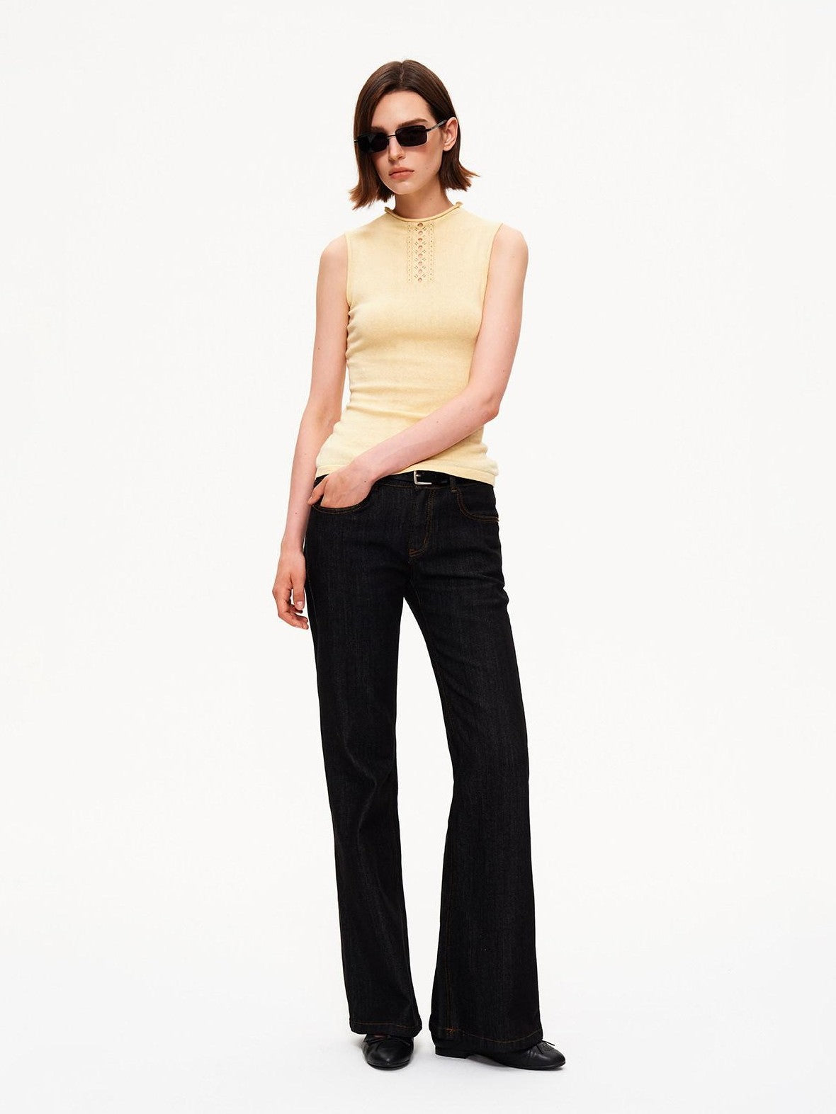 STRIKE A POSE Yellow Mock Neck Cutout Ruched High Stretch Knit Slim Fit Women&