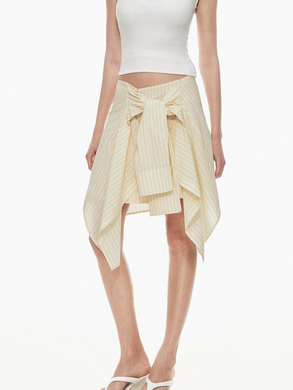 STRIKE A POSE Yellow Striped Side Tie Bandeau Convertible Shirt Style Women&