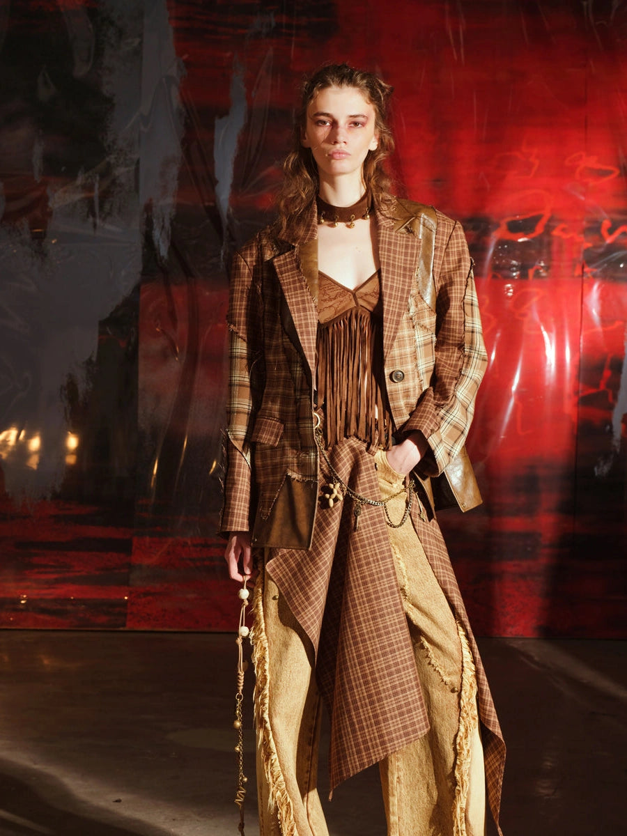 Twilight Plaid Shoulder Pad Suit