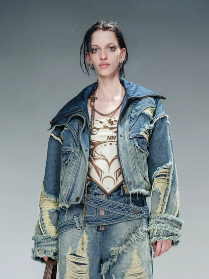 Thickened Faux Lambswool Denim Jacket