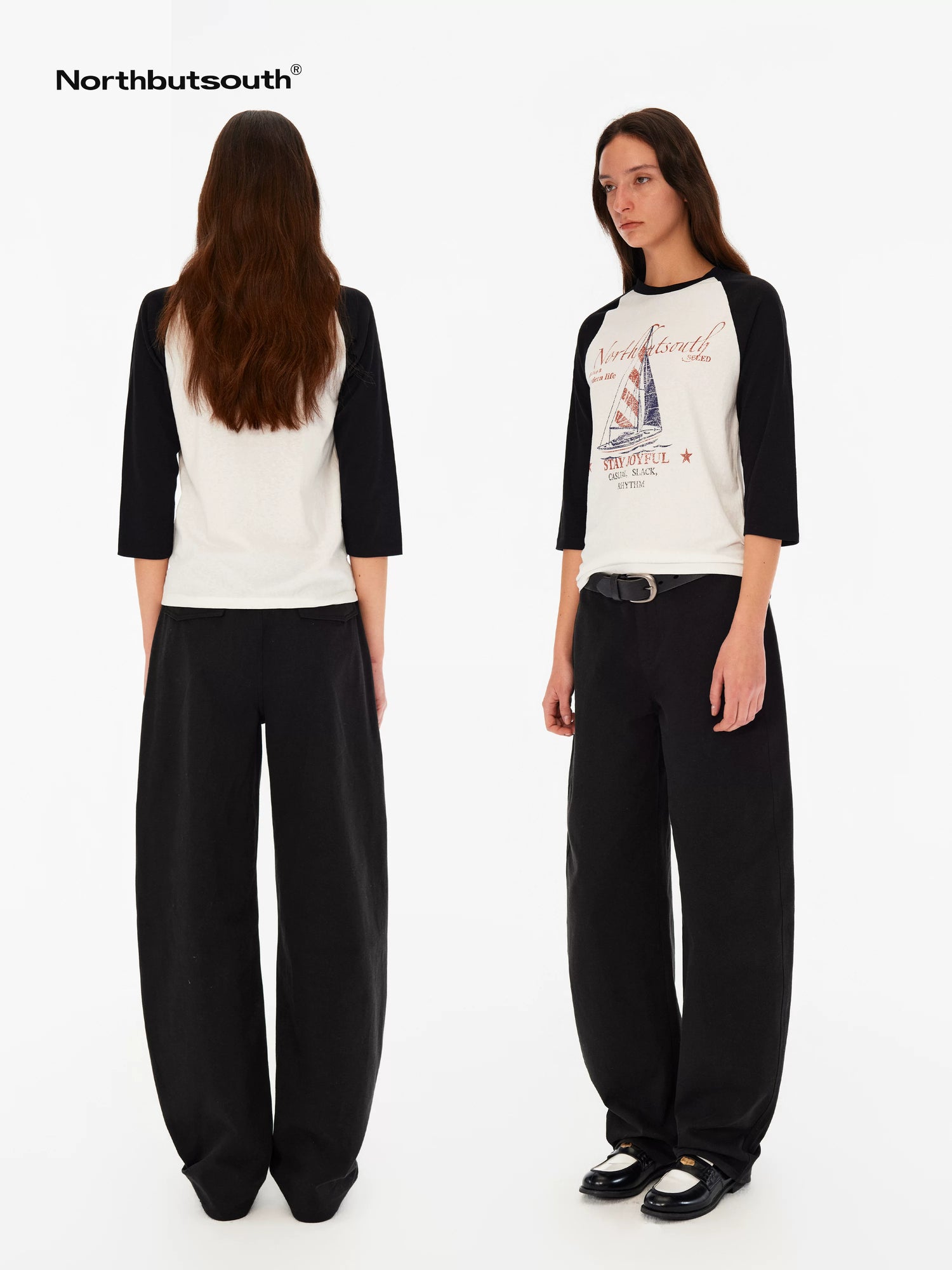 Sail Distressed Print Logo Contrast Raglan Women&