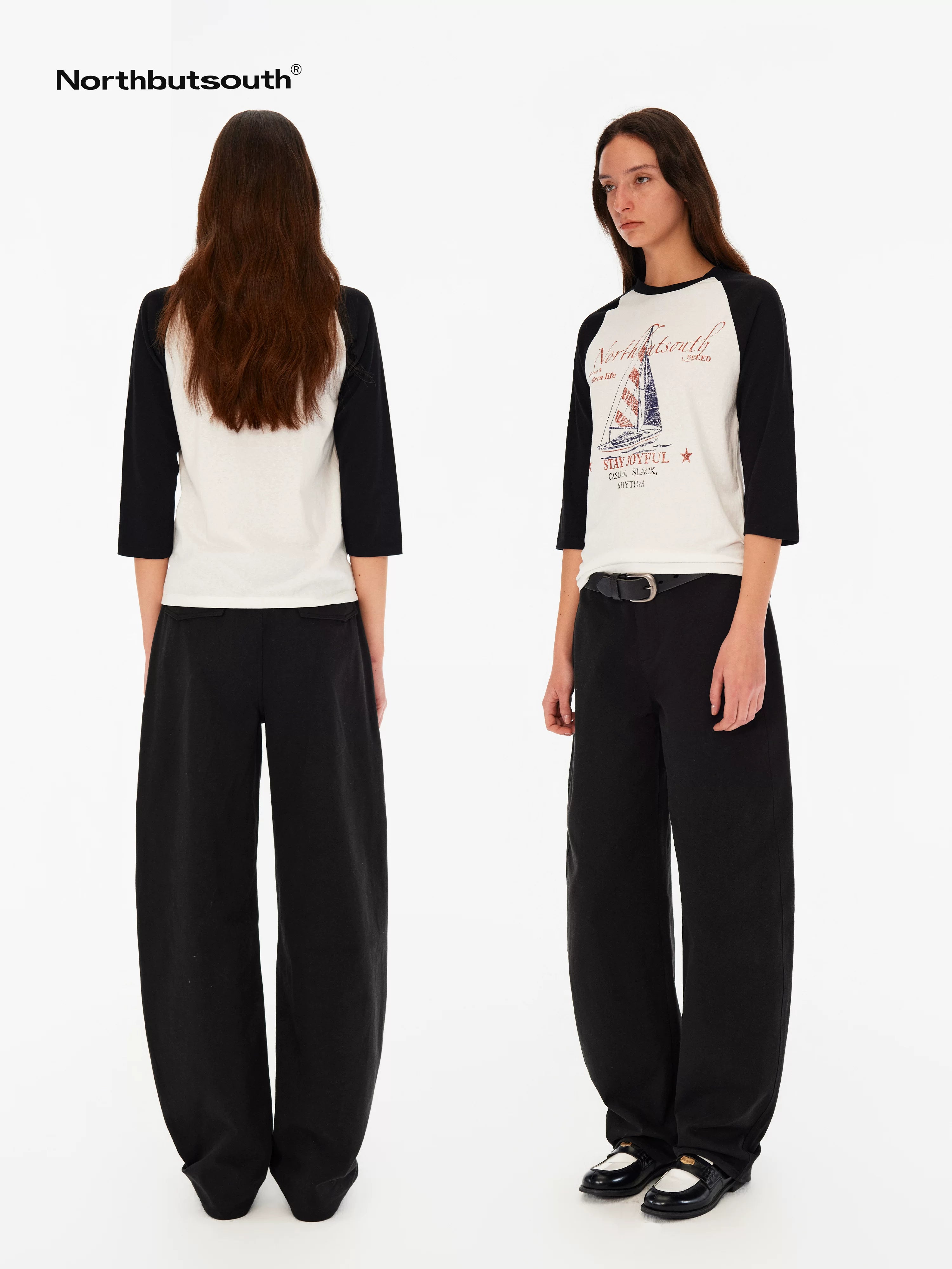 Sail Distressed Print Logo Contrast Raglan Women&