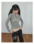 Achihara Universe Stripe Hoodie Soft Vintage Print Tee