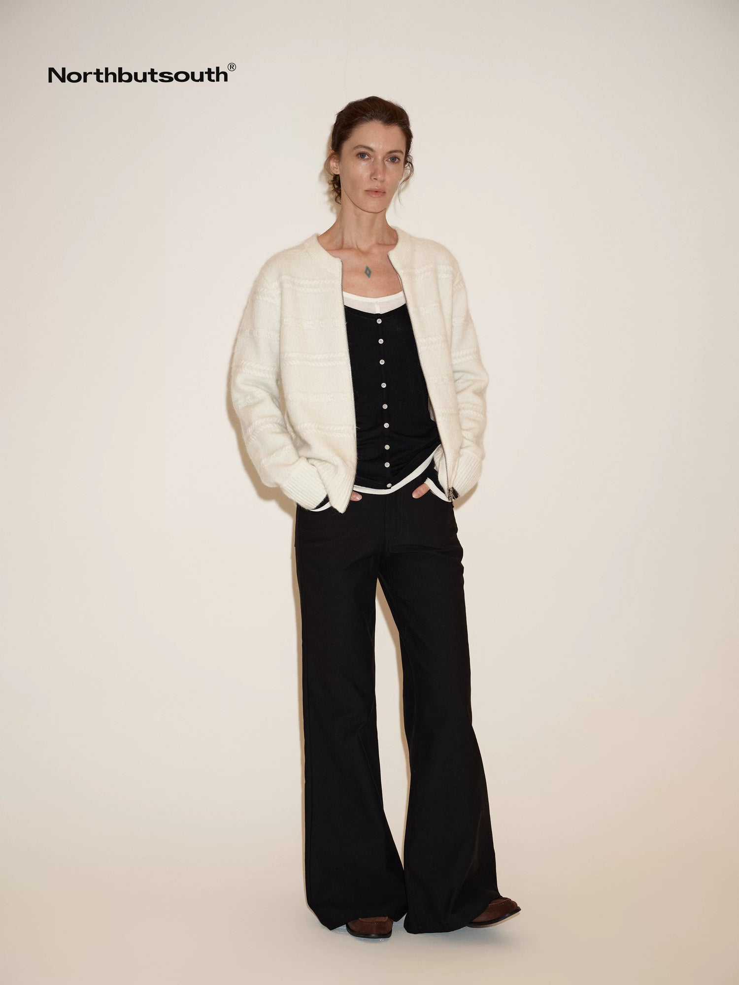 Sanded Wash Horizontal Rib Low Rise Women&