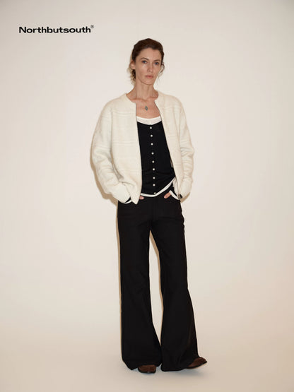 Sanded Wash Horizontal Rib Low Rise Women&