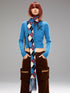 YOSHUYUKI  Island Contrast Check Scarf Blue Red Wool Blend Winter Plaid