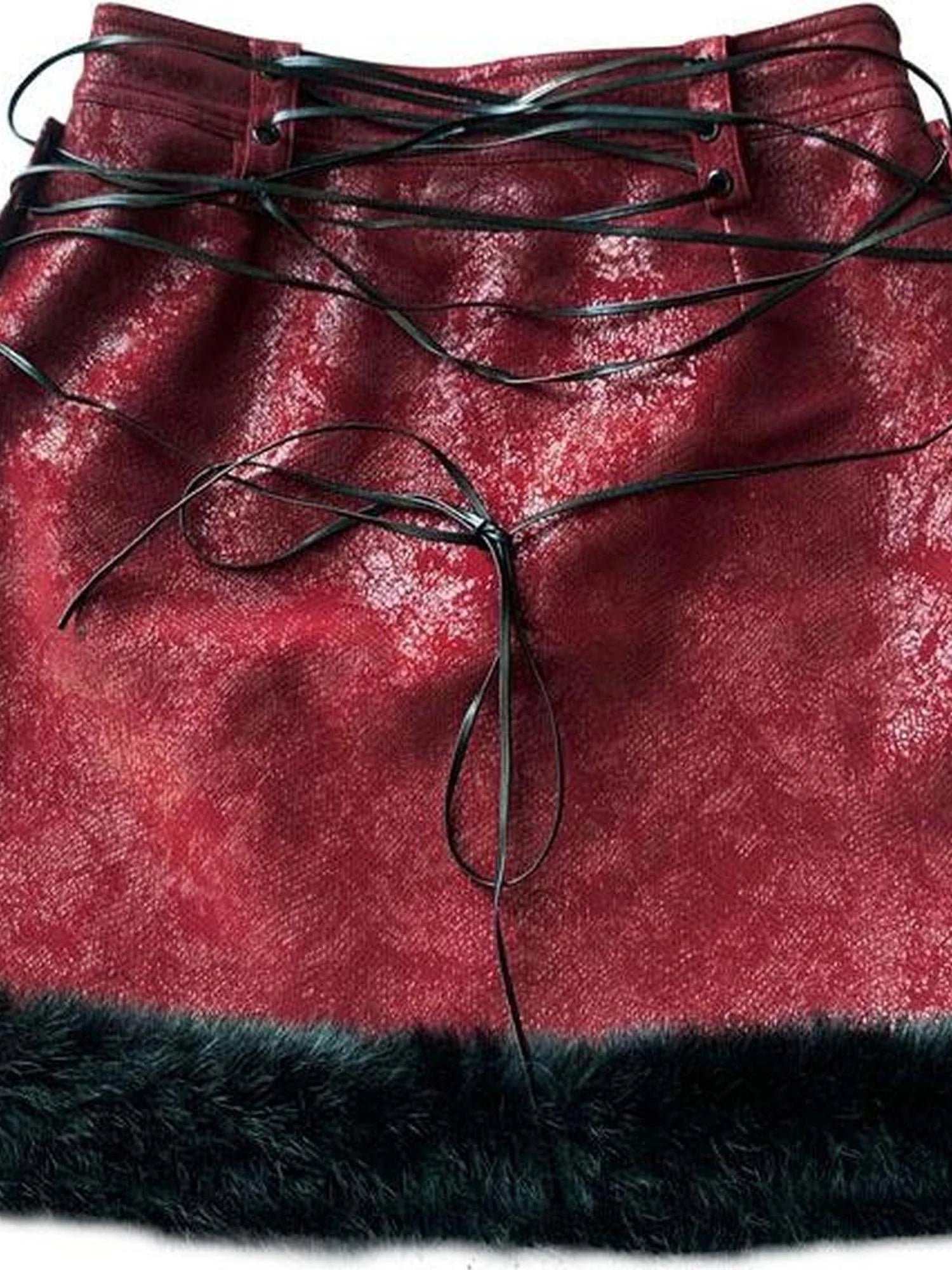 Scarlet Faux Leather Patchwork Mini Skirt