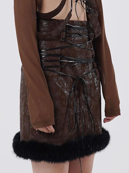 Scarlet Faux Leather Patchwork Mini Skirt