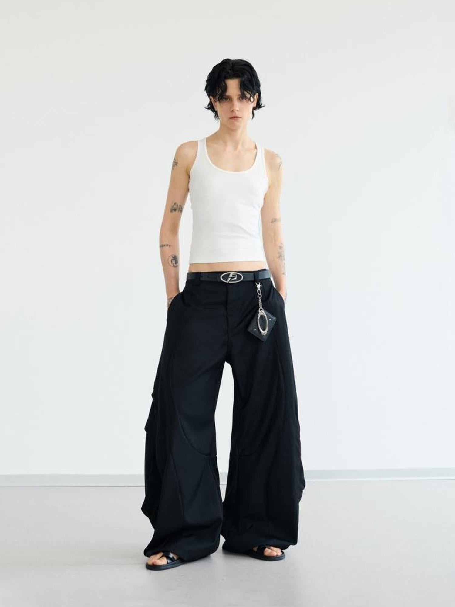 Peoplesense Scimitar Wide Leg Unisex Trousers Free Fit Polyester