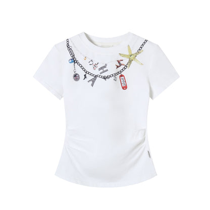 Achihara Alocasia Cotton Tee With Star Charm