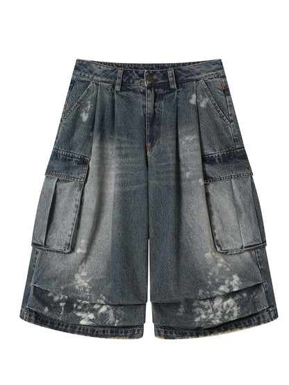 Achihara Seal Freckle Washed Denim Shorts