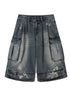 Achihara Seal Freckle Washed Denim Shorts