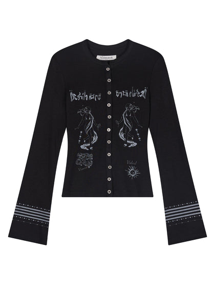 Achihara Autumn Sequence Flared Sleeve Cardigan